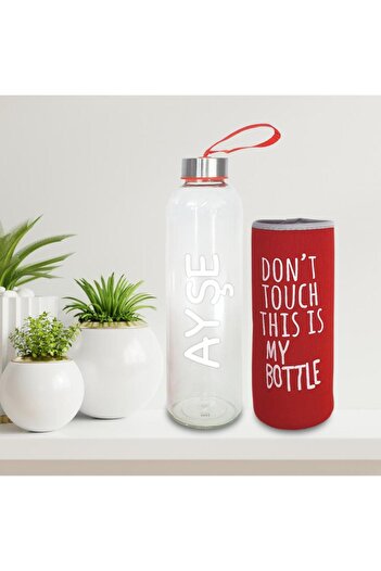 Hediye Kesesi Kişiye Özel Isimli Renkli Kılıflı Cam Su Şişesi 750 ml