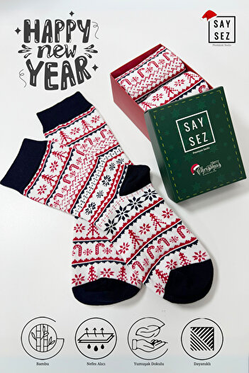 SAYSEZ Bamboo Colorful Patterned Christmas Socks Dating Lover Socks Men'S, Women's Socks Gift Box of 2