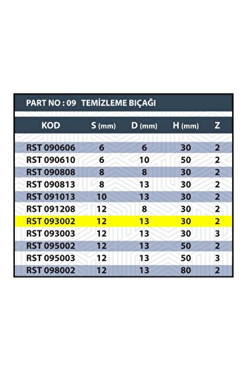 Resiste 12x13x30 Rulmanlı Temizleme Bıçağı Z2 (2 AĞIZLI)