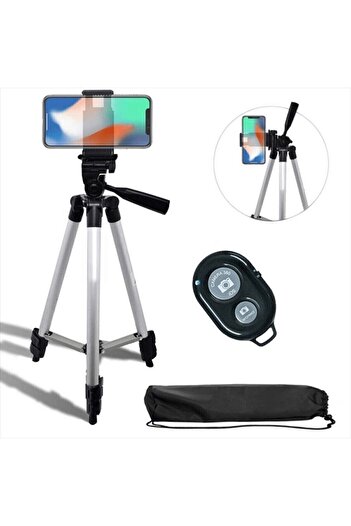 PSGT Profesyonel Bluetooth Kumandalı Fotoğraf Video Çekimi 106 Cm Tripot Telefon Tutucu Dk-3888