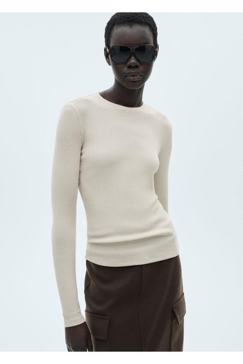 MANGO Woman Rib Knitwear T-Shirt