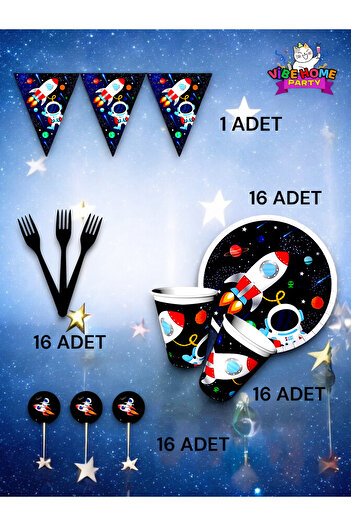 VibeHome Space Themed Eco Set for 16 - Birthday Party and Fun Events