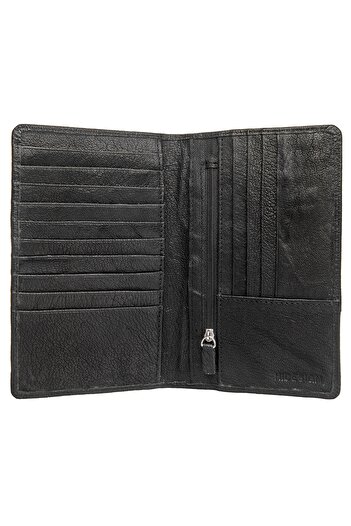 Hidesign Passport Wallet for Unisex - Genuine Leather, Black - Travel Organizer, Sleek Design