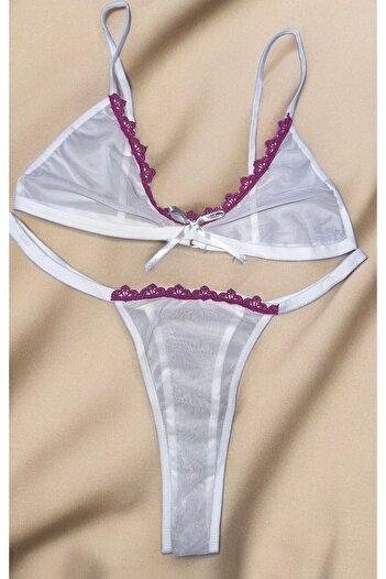 Mulvix White Tulle Sexy Lingerie Set