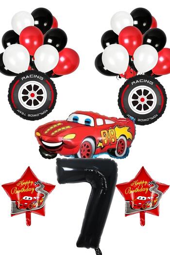 Patladı Gitti 7 Years Old Cars Themed Birthday Party Celebration Balloon Set