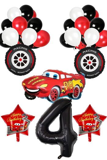 Patladı Gitti 4 Years Old Cars Themed Birthday Party Celebration Balloon Set