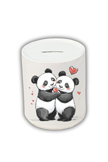 lili hediyelik Cute Panda Printed Piggy Bank with Heart Birthday Gift