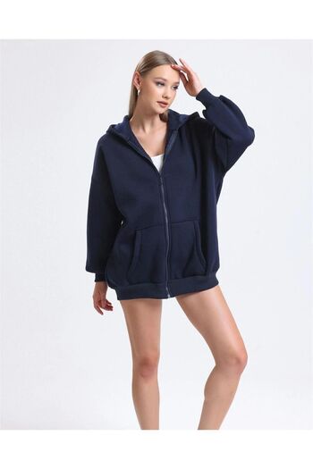 SAAT TEKSTİL Kapüşonlu Fermuarlı Sweatshirt