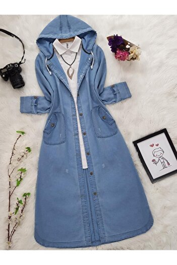 Modamorfo Blaue Jeanskappe mit gefalteter Tasche