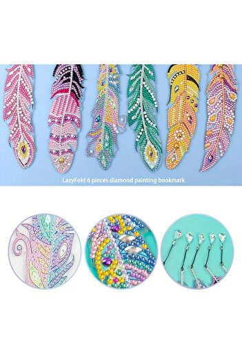 Element 6Pcs Diamond Mosaic Painting DIY Bookmark Set
