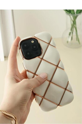 3GEN CASE iPhone 15 Pro Max Compatible Embossed 3D Diamond Patterned Diana Case with Gilding Line Detail
