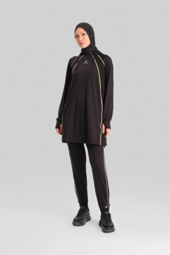 Armine Black Mobile Tunic - Hooded, Finger and Cord Detail, 23K4735