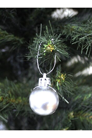 Astaş Christmas Pine Tree Ball 4cm Silver Set of 6