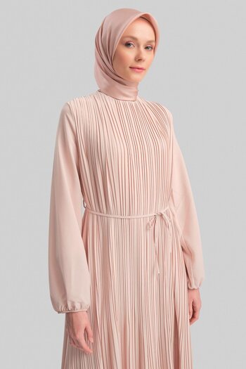 Armine Piliseli Elbise 24yd9435 Bej