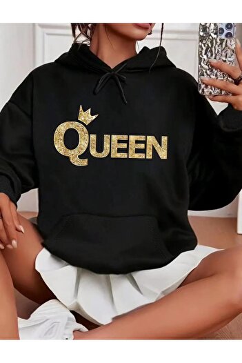 caddekombin Φούτερ με κουκούλα Queen Printed 2 Thread με τσέπες