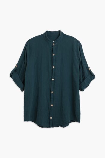 hateko × Summer People 100% Cotton Unisex Petrol Green Muslin Shirt