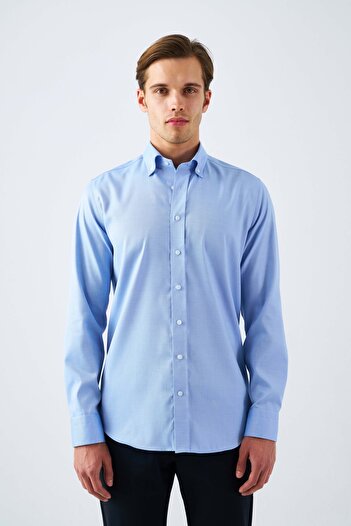 Paşahan Ütü Gerektirmeyen Non Iron %100 Pamuk Düğmeli Yaka Oxford Gömlek