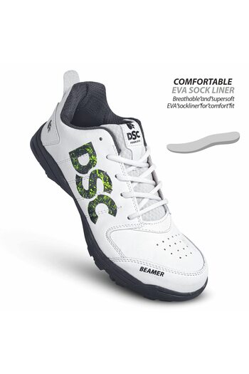 DSC Beamer Cricket Shoes | Grey/white | 4 Uk/5 Us/39 Eu | Lightweight | Durable