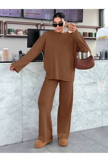 Basko fashion Knitwear Ribbed Bottom Top Set