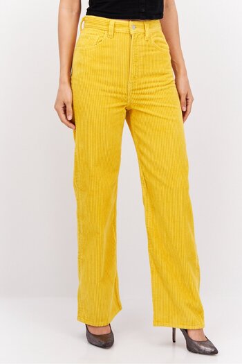 Levi's Women Loose Fit Textured Corduroy Pants, Yellow