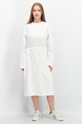 adidas Women Sportswear Fit Long Sleeves Midi Dress, White