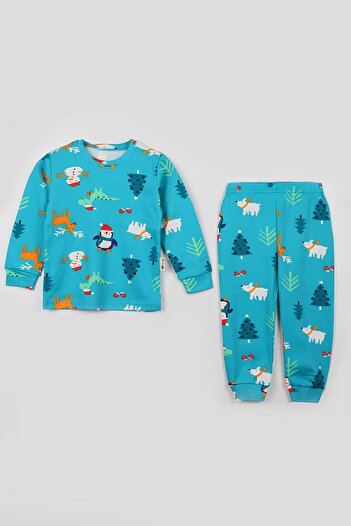 Süpermini Vánoční vzorované unisex dětské pyžamo Set