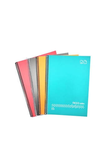 Gıpta 4-piece Leaf A4 Checked Spiral Notebook Set with Plastic Cover