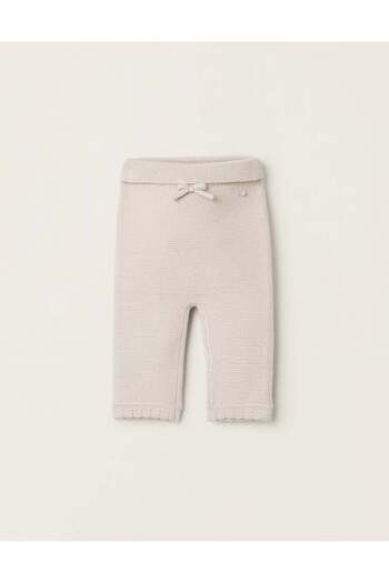 Ziddy KNIT TROUSERS WITH BOW FOR NEWBORN GIRLS BEIGE