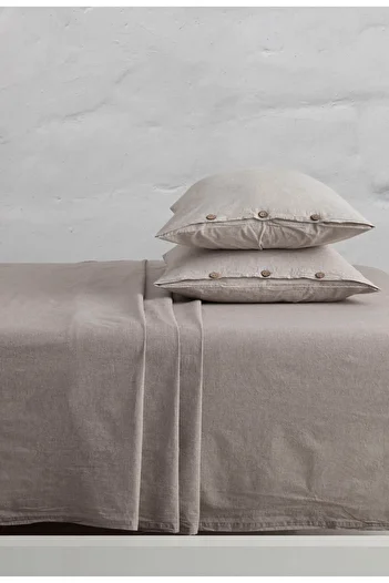 Berolige Brown Chambray Bed Sheet - 100% Cotton, Washable Thread, Paint Elastic, 160X200