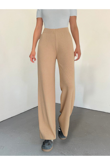 Modamorfo Mink Ribbed Knitwear Trousers