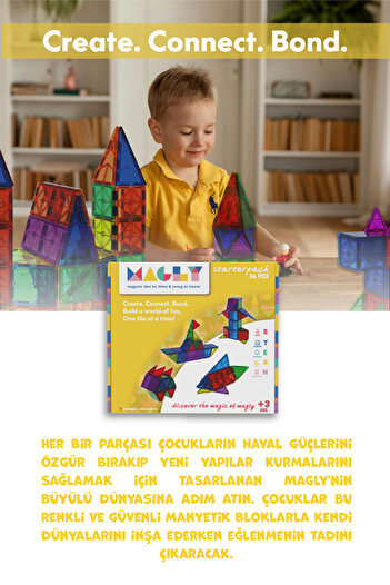 Magly Magnetic Building Blocks – Colorful 3D 36-Piece Magnetic Tile Play Set for Kids