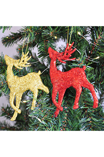 Loremp Christmas Tree, Glittered Deers Christmas Tree Ornament 2 Pieces