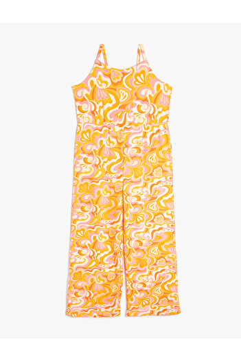 Koton Jumpsuit kötőfék nyak teljes hosszúságú széles lábpántok absztrakt minta
