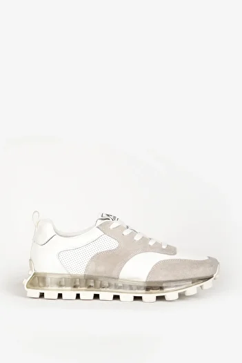 MARCOMEN Men's Sneaker - Comfortable Sole, Lace-up, Genuine Leather, White/Ice Gray 19323 Model