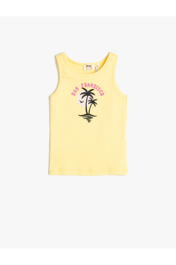 Koton Tank Top Sleeveless Printed Ribbed Cotton