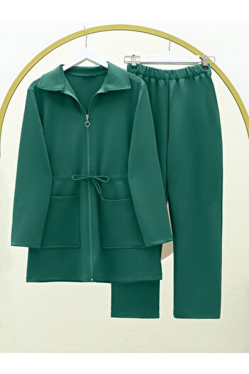 Modamorfo Tall Tunnel Laced Scuba Set with Zipper - Green