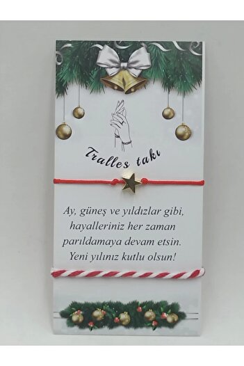Tralles Takı New Year's Gift Star Figured Red String Bracelet and Red and White Lucky String