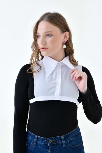 mirach Plus Size Peaked Collar Shirt Collar Long Collar Elastic Stretchy Poplin Shirt Collar