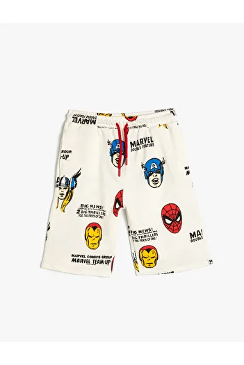 Koton Bavlněné šortky s potiskem Marvel - zavazovací pas a kapsa