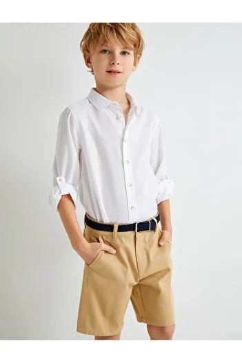 Koton Chino Shorts with Belt Detail and Pockets Cotton
