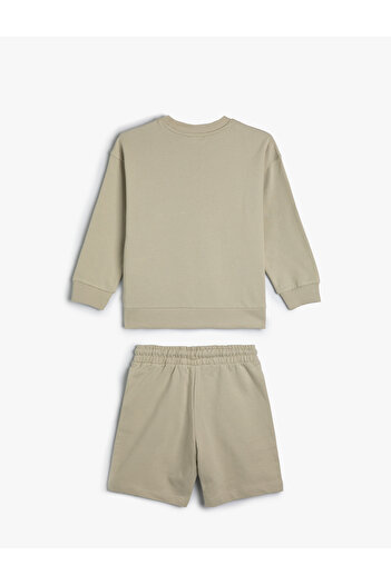 Koton Cotton 2-Piece Sweatshirt and Shorts Set - Print Detailed