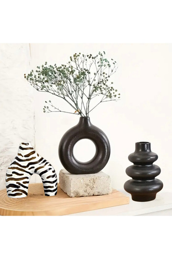 Rummjewelry 3-Piece Bohemian Vase Set with Zebra - Scandinavian Style Pampas Vase, Gift Match