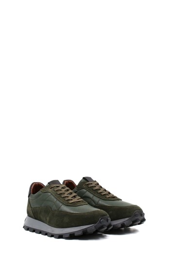 TUGERDİ Green Genuine Leather Thermo Sole Lace-Up Men's Casual Shoes - Tg 098551313440