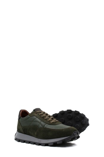 TUGERDİ Green Genuine Leather Thermo Sole Lace-Up Men's Casual Shoes - Tg 098551313440