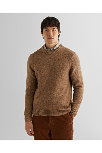 Gant Erkek Kahverengi Regular Fit Bisiklet Yaka Kazak