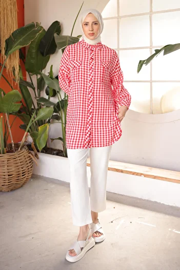 İmajButik Red Bat Sleeve Front Pocket Tunic
