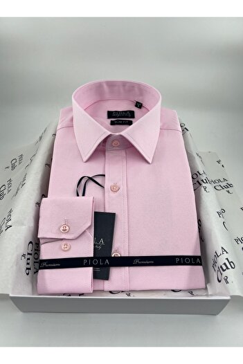 Piola Club Ανδρικό πουκάμισο Pink Slim Fit