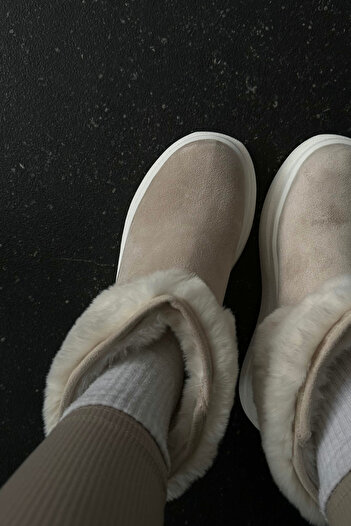 Mupa Shoes Kadın Bot BEJ SÜET TÜYLÜ