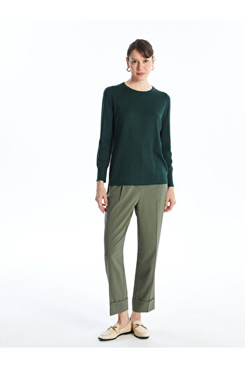 LC Waikiki Crew Neck Women's Knitwear Sweater with Stones