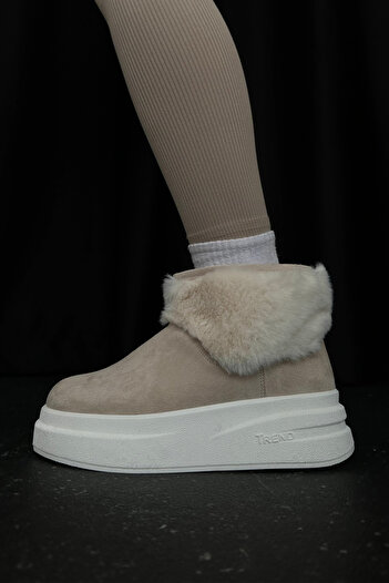 Mupa Shoes Kadın Bot BEJ SÜET TÜYLÜ